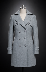 Dark Grey Double-Breasted Short Coat - product view 1
