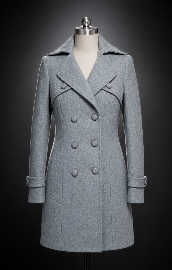 Dark Grey Double-Breasted Short Coat - product view 1